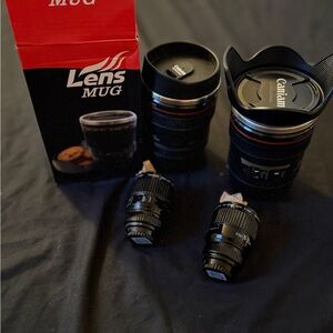 Camera Lens Mug Set - Black and Red